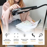 FISHTEC Nagyító Lámpa - 5x Nagyítás, 22,5x18 cm Képernyő, 12 LED Világítás, 160 cm Állvány, Flexibilis Talp, Fekete 3
