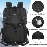 YOREPEK 45L Katonai Hátizsák - Taktikai MOLLE Túrazsák Férfiaknak, Kempingezéshez, Túrázáshoz, Vadászathoz - Fekete 4
