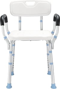 HEAO Állítható Magasságú Zuhanyszék Háttámlával és Karfával - Időseknek, 41-53 cm, 136 kg Teherbírással, Puha Párnázattal 1