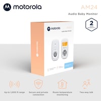 Motorola AM24/MBP24 Digitális Bébiőr DECT Technológiával - Szobahőmérséklet Kijelzés, Kétirányú Beszélgetés, 8 Órás Akkumulátor, Fehér 2