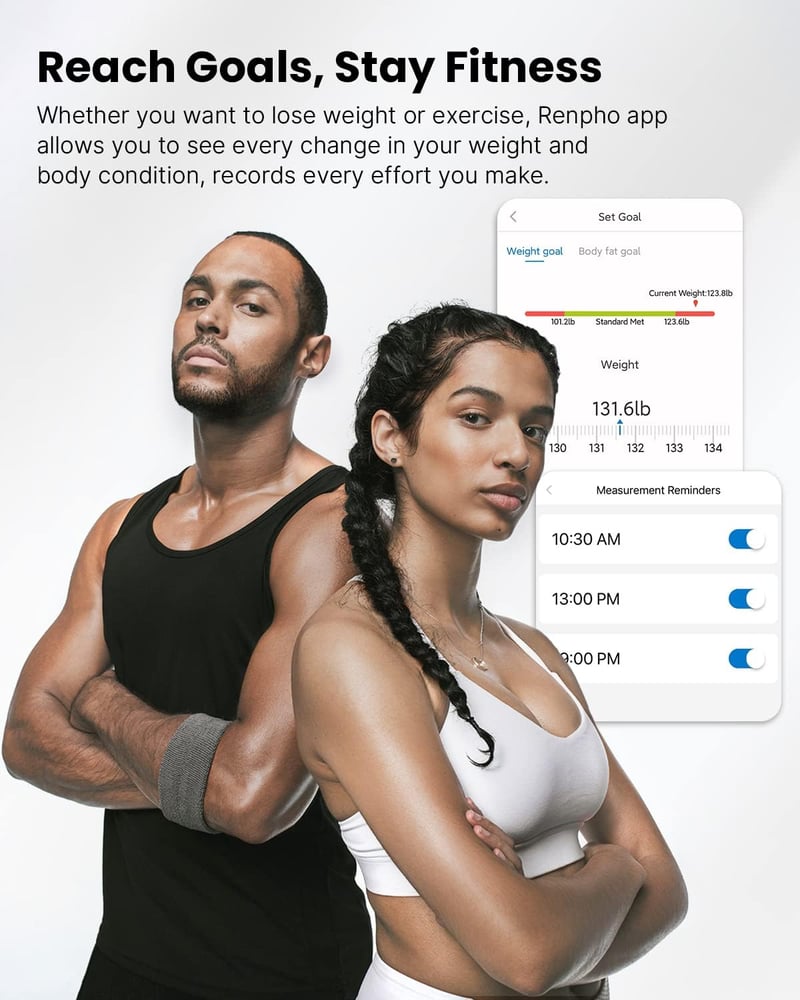 RENPHO Bluetooth Okos Testzsírmérleg - BMI, Izomtömeg, Víz, Fehérje Mérés, Fekete