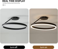 minifair Modern LED Mennyezeti Lámpa - Fekete Kör Alakú Dizájn, 21W, 3000K Meleg Fehér, Érintőképernyős, Konyha, Hálószoba, Nappali Világítá 8
