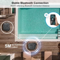Herdio 6.5" Kőhatású Kültéri Bluetooth Hangszóró Szett - Vízálló IPX6, 400W, Dizájn Kertbe, Teraszra, Medencéhez (2db) 5