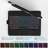 TQQ iPad 10.2" Billentyűzet Tok Precíziós Trackpaddal - 7-8-9. Generációs iPad Védőtok, 10 Színű Háttérvilágítás, 360° Forgatható, Német QWE 4