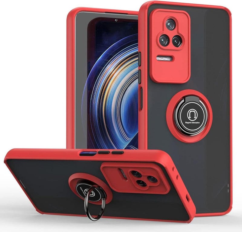 Xiaomi Redmi K50/K50 Pro Mágneses Gyűrűs Tok - Piros