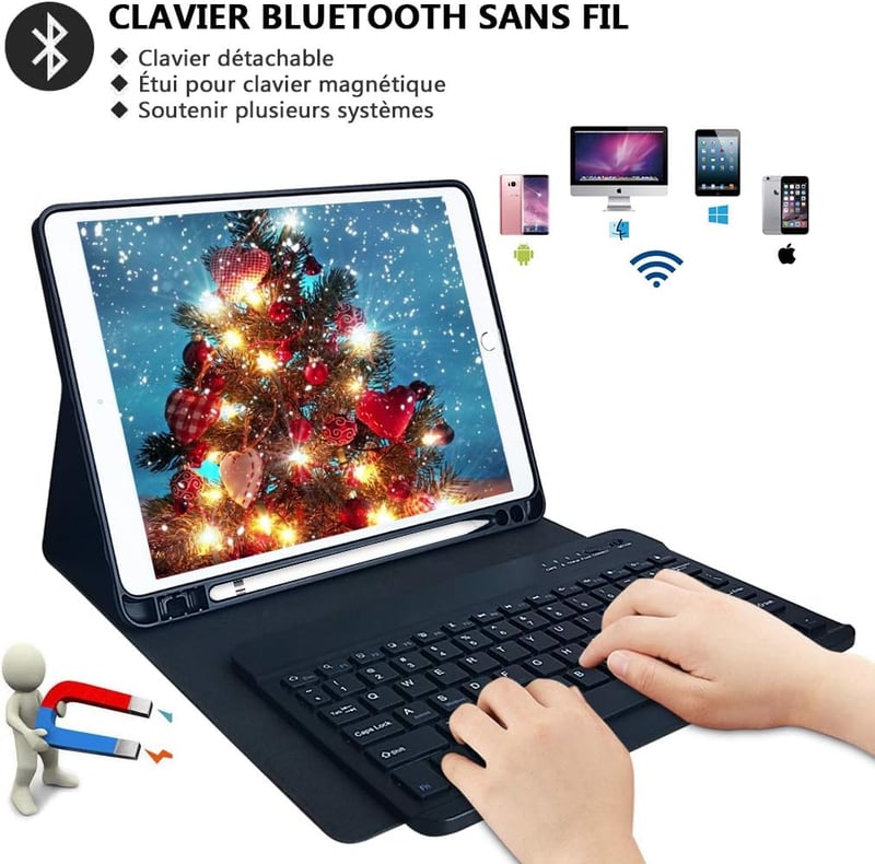 iPad billentyűzetes tok AZERTY kiosztással - Bluetooth, 2018-2020 modellek, Pro 10.5, Air 3