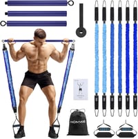 Hommie Pilates rúd szett ellenálló gumikkal, 3 erősségű (20-30-40 LB), unisex 1