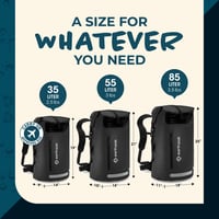 Earth Pak Summit vízálló hátizsák 35L fekete, rolltop zárás, erős cipzár, telefontokkal 2