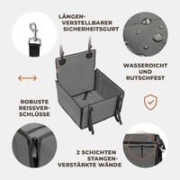 WUGLO Extra Stabil Kutya Autósülés - Megerősített Kisállat Ülés 4 Rögzítőpánttal - Vízálló Oxford Anyagú Hátsó Ülésre Kis és Közepes Kutyákn 5