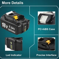 Makita 18V 5.5Ah akkumulátor 2db, LED-es, BL1860B kompatibilis 5