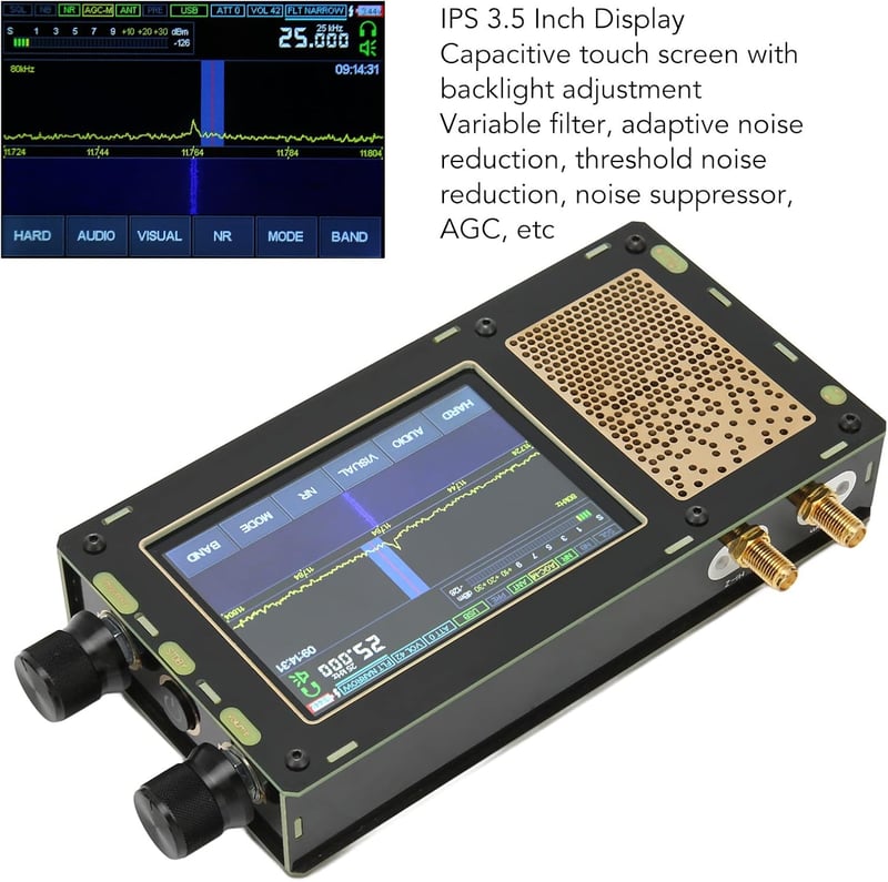 Yunseity Malahit SDR Vevőkészülék 50kHz-2GHz, 3.5" IPS Érintőképernyővel, AM SSB NFM WFM CW Rövidhullámú Rádió, Kettős Antenna Bemenettel