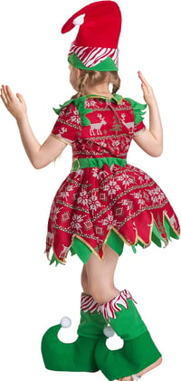 IKALI Karácsonyi Manó Jelmez Lányoknak - Sapkával és Cipővel, 3-4 Éveseknek 4