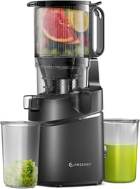 AMZCHEF Nagy Nyílású Automata Gyümölcs- és Zöldségprés, 1.8L, Hidegpréselés, Fekete 1