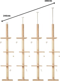 Runesol Mennyezetig Érő Macska Kaparófa, 245-288 cm, Állítható Magasságú, Bézs 3