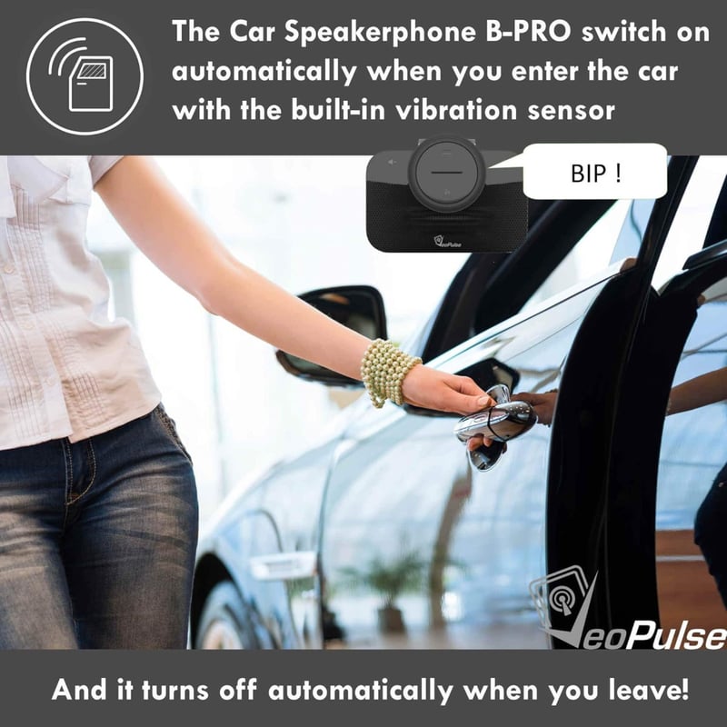 VeoPulse B-PRO 2 Bluetooth Kihangosító Autóba - Automatikus Csatlakozás, Világítás, Biztonságos Telefonálás Vezetés Közben
