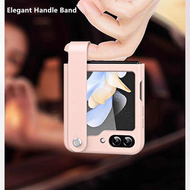 Samsung Galaxy Z Flip 5 Vegán Bőr Tok Nyakpánttal - Fekete ANFAIRLACE Védőtok