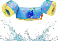 HeySplash kék bálna úszómellény gyerekeknek, állítható karúszókkal, 9-22 kg-ig 1