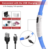 LED-es világító nyakörv kutyáknak, USB-s, vízálló, 3 fénymóddal, állítható 4