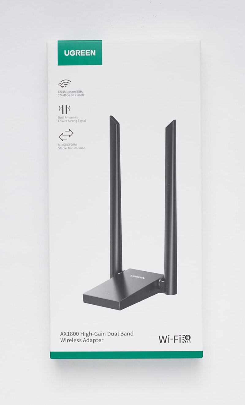UGREEN AX1800 USB WiFi 6 Adapter Dual Band 5GHz/2.4GHz WLAN Stick PC-hez Dupla Antenna Windows 10/11 Kompatibilis