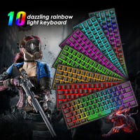 LexonElec 60% Mini Gamer Billentyűzet és Egér Szett - Fekete, RGB Háttérvilágítás, Mechanikus Érzetű, Ergonomikus, 12000 DPI Méhsejt Egér, U 3