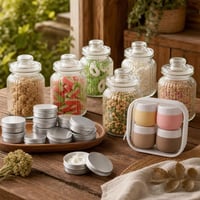 Set za pohranu kozmetike: 14x 60ml alu posudica + 4x 30ml silikonska posudica + 6x 1l staklenka 1