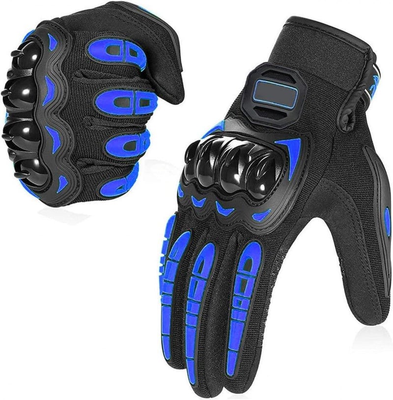 Kék-fekete XXL Motoros Kesztyű - Ütésálló, Lélegző, Unisex