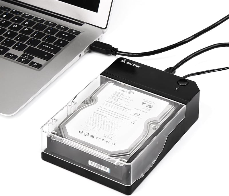 Salcar USB 3.0 külső merevlemez ház 2,5" és 3,5" SATA SSD és HDD-hez, tápegységgel