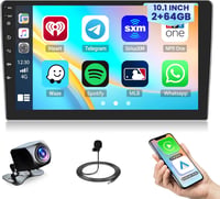 Univerzális 1 DIN Autórádió Android 15 - 10" Érintőképernyős Fejegység 2GB+64GB, Vezeték Nélküli CarPlay, Bluetooth 5.0, GPS Navigáció, WiFi, To 1
