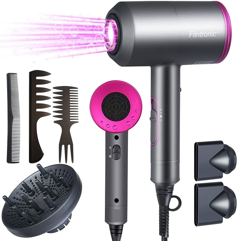 Flintronic 2000W-os ionos hajszárító, 3 sebesség, 3 fúvóka, 2 diffúzor, gyors szárítás