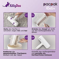 KittyDoo PAC PAK Szőreltávolító - Újrahasználható Szösztelenítő Henger Kutya, Macska Szőrre - Bútor, Szőnyeg, Ágy Tisztító Kefe 3