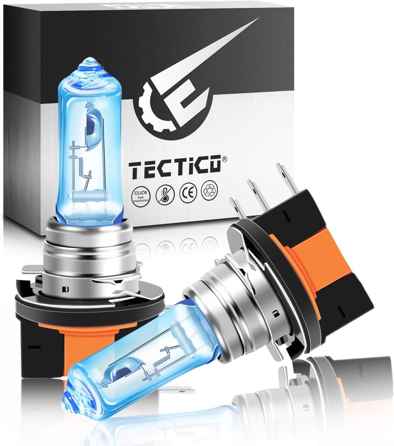 TECTICO H15 Halogén Izzó 5000K Ultra Meleg Fehér - 130% Fényerő, 12V Autó Fényszóró, Távolsági és Tompított Világítás, 2db Szett