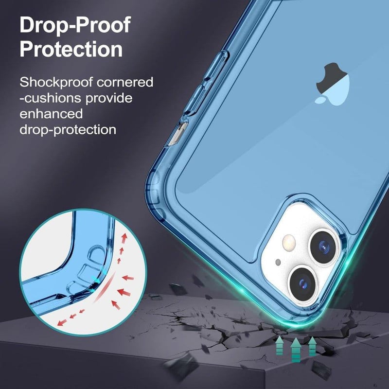 Apple iPhone 11 Kék Áttetsző Szilikon Tok Beépített Állvánnyal