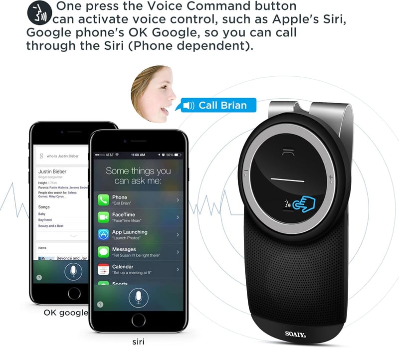 SOAIY S61 Autós Bluetooth Kihangosító - Napellenzőre, Hangvezérléssel