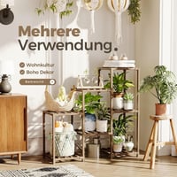Bamworld Bambusz Növényállvány 7 Szintes - Beltéri/Kültéri Virágtartó Létra, Karbonizált Fa, 68 kg Teherbírás, Erkélyre, Kertbe 2