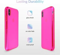 iPhone XS Ütésálló Női Tok - Neon Rózsaszín Szilikon Védőburkolat 5