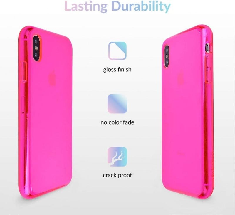 iPhone XS Ütésálló Női Tok - Neon Rózsaszín Szilikon Védőburkolat
