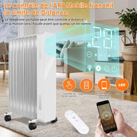 Elektromos olajradiátor 2000W, WiFi vezérléssel és LED kijelzővel - 9 bordás, energiatakarékos 6