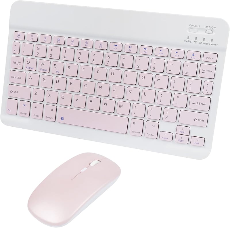 Bluetooth Vezeték Nélküli Billentyűzet és Egér Szett - Ultravékony Ergonomikus Újratölthető Kombó Tablethez, Telefonhoz, PC-hez, Mac-hez