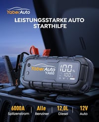 YaberAuto 6000A Autós Indításrásegítő Powerbank, 26800mAh, 65W USB-C PD, 600 Lumen LED Lámpa, Benzin és 12L Dízel Motorokhoz 2
