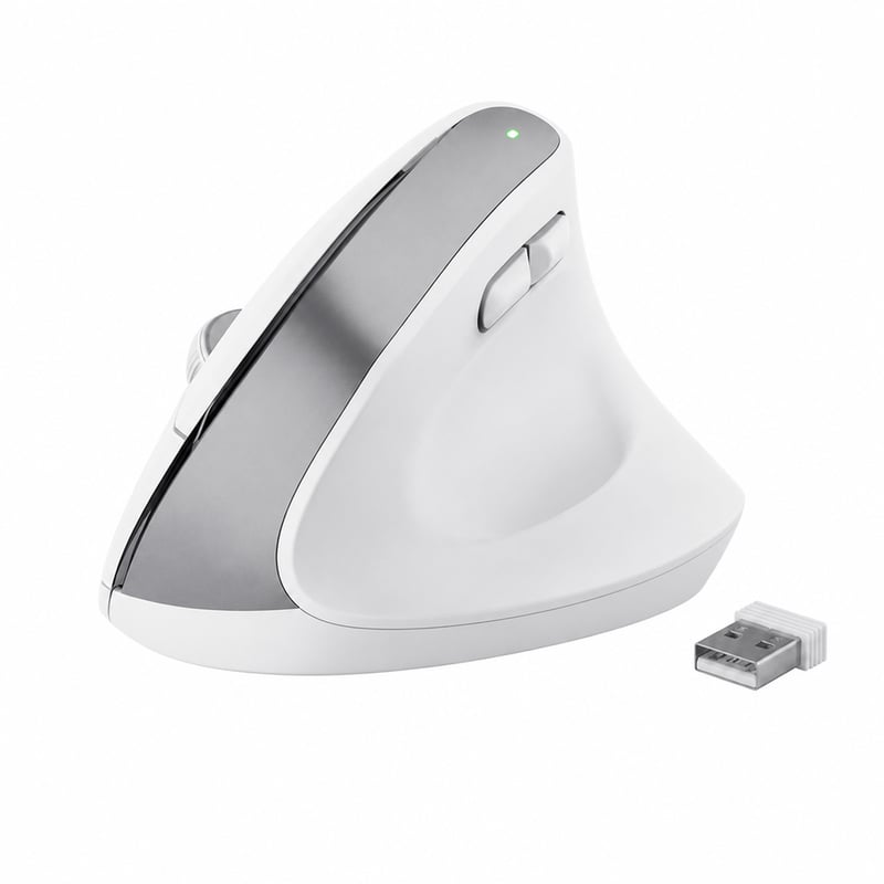 Trust Bayo+ Ergonomski bežični vertikalni miš Bluetooth + RF 2.4GHz - bijeli — bez kabela za punjenje (stanje: vidi 2. sliku)