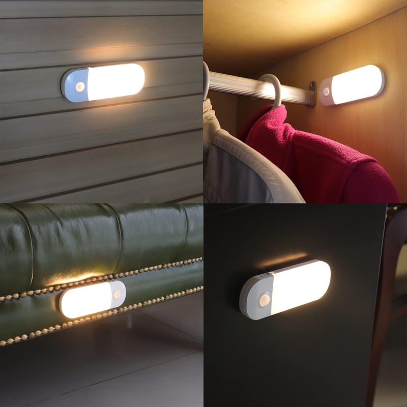 DA LIGHT LED mozgásérzékelős akkus éjjeli lámpa, 2db USB-s újratölthető szekrényvilágítás, 3000K meleg fehér