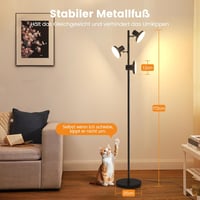 SIBRILLE Állólámpa 36W 2500LM - Távirányítós LED Dimmelhető 3 Fényforrással, 2700K-6500K Színhőmérséklet, Érintésvezérelt Modern Fekete Lámp 7