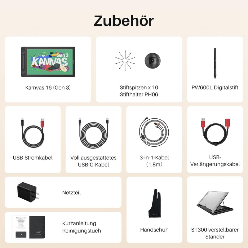 HUION Kamvas 16 Gen 3 Grafikus Rajztábla 15,8" 2.5K QHD Kijelzővel, Tükröződésmentes Üveggel, 99% sRGB, PenTech 4.0, 16384 Nyomásérzékenység