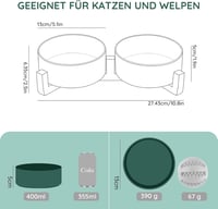 SPUNKYJUNKY Zöld Kerámia Dupla Etetőtál Kutyáknak és Macskáknak Bambusz Állvánnyal (400ml) 6