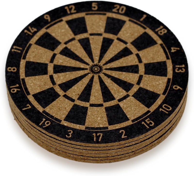 Bull's-Eye Darts Parafa Poháralátét Szett 6 db - Dartábla Mintás Üveg- és Bögrealátét