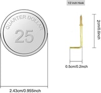 Rézbevonatú L-alakú derékszögű horog, 50 db, 30 mm-es rögzítéshez 2