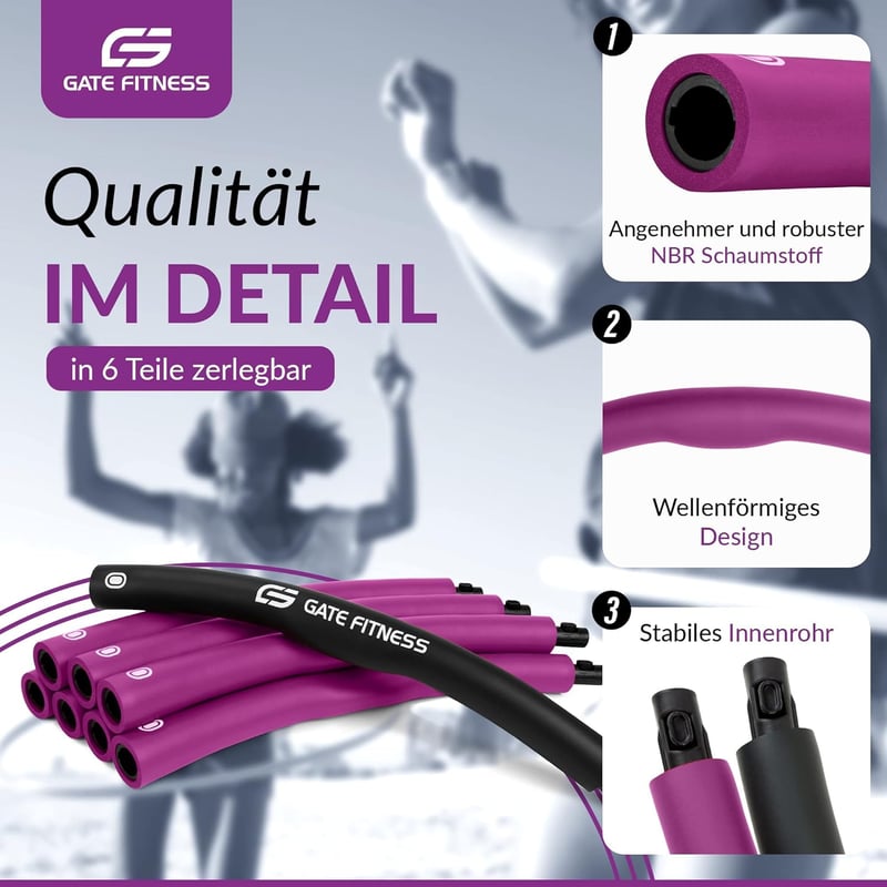 GATE FITNESS Hullámdesign Hula Hoop Karika Fogyáshoz - 1,2-2kg, 6-8 Szegmens