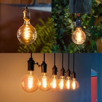 EXTRASTAR G80 Edison Vintage LED Izzó, E27 Foglalatú, 6W (48W Ekvivalens), 2200K Meleg Fehér, Retro Filament Dekoratív Lámpa, 2 db 5