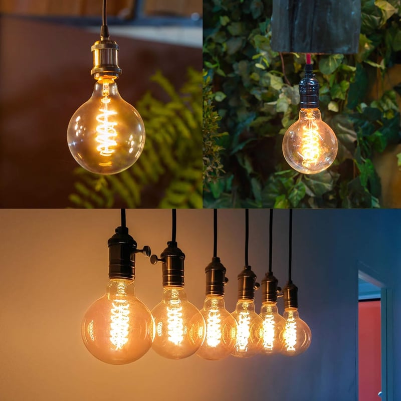 EXTRASTAR G80 Edison Vintage LED Izzó, E27 Foglalatú, 6W (48W Ekvivalens), 2200K Meleg Fehér, Retro Filament Dekoratív Lámpa, 2 db