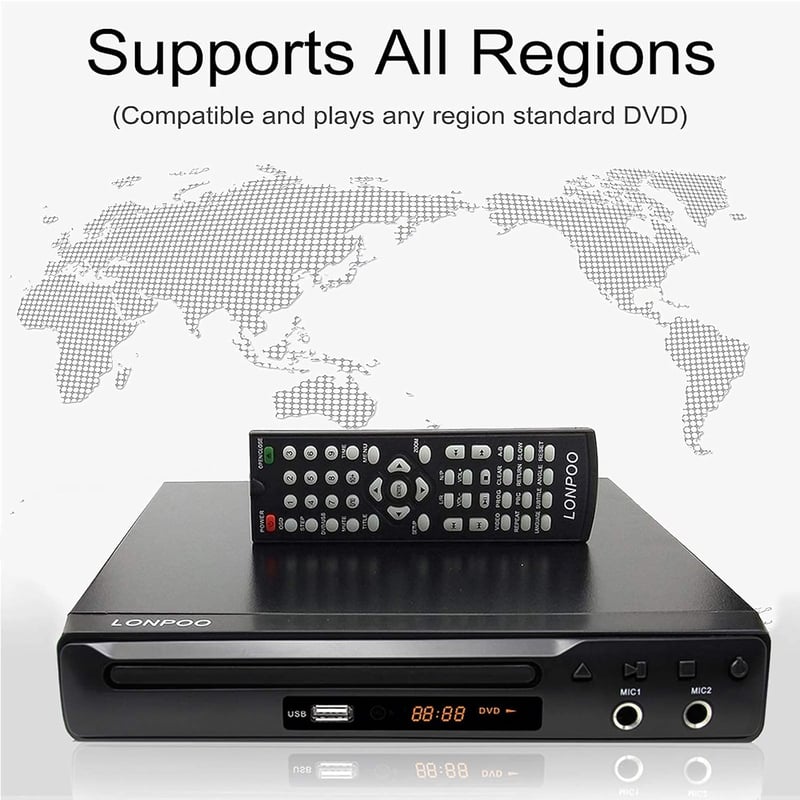 SCART/HDMI/USB DVD lejátszó TV-hez, régiómentes, mikrofonbemenettel